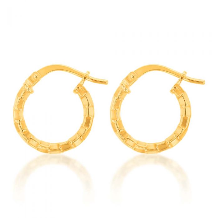 14k Rose Gold Fancy Diamond Cut Hoop Earrings (25mm Diameter) - Zawadee